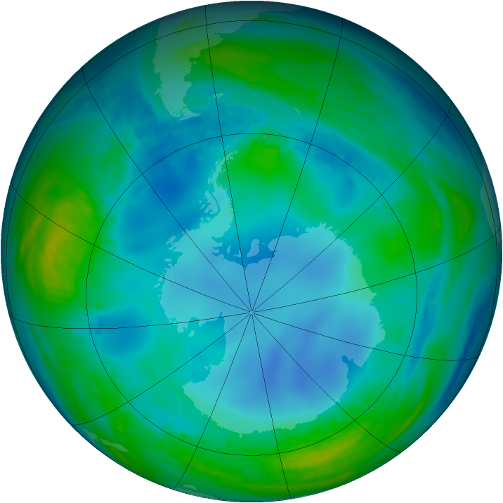 Antarctic ozone map for 29 May 1988